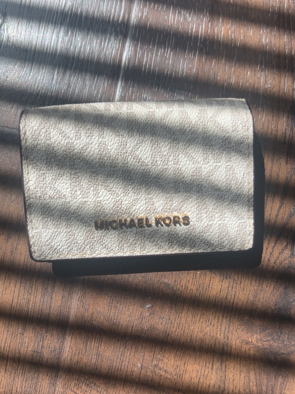 Michael Kors Beige Logo Compact Card Holder